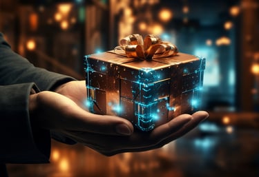 a person holding a present in their hands