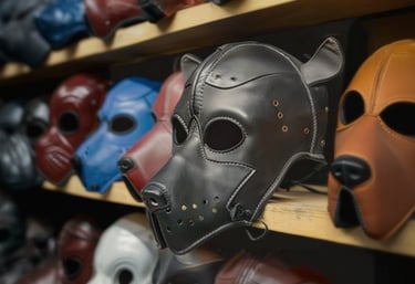 Rack of dog and pup masks