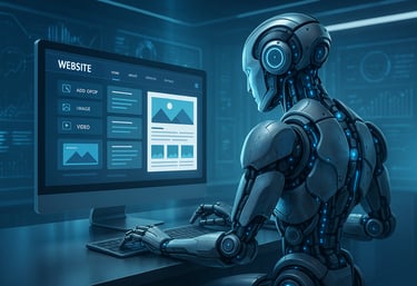 a robot with a computer monitor and a monitor