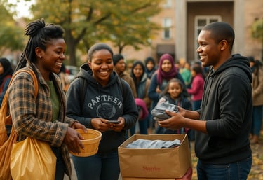 un homme et une femme se tiennent devant une foule