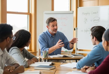 Professore che spiega dei concetti ad una classe