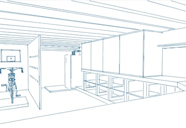 Aménagement sur mesure d’un atelier ou d’un garage dans l’ouest parisien, mobilier en bois