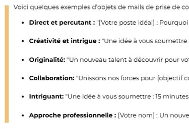 objet mail prise de contact exemple