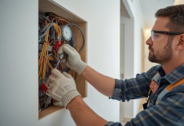 Electrician installing concealed wiring in Dubai residential property
