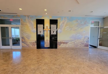 bespoke mural 9-11 memorial by Marcine at Saint David the King Church in Princeton, NJ