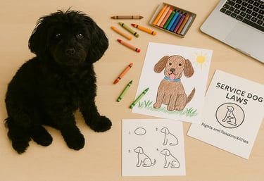 A black cockapoo sat beside downloadable content