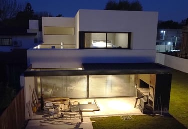 a house with a large patio area and a patio area