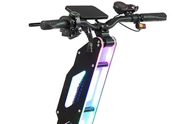 a scooter with a colorful light up