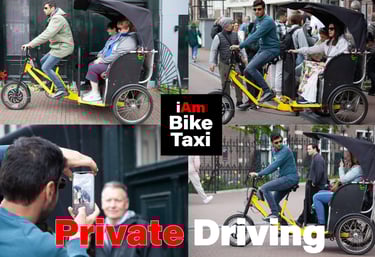 Private driving on bike taxi in amsterdam