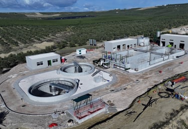 obra de depuradora a vista de dron