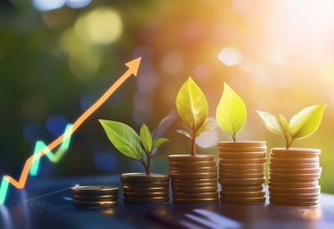 wealth growing with chart arrow for stocks