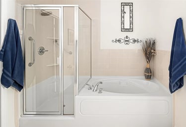Clean and modern bathroom after professional cleaning by SparkEaseCleaning in Denver