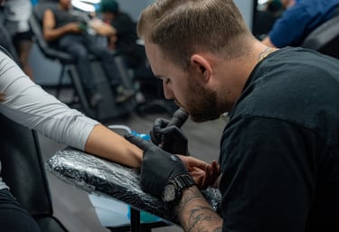 Soft floral fine line tattoo near Highland Village TX