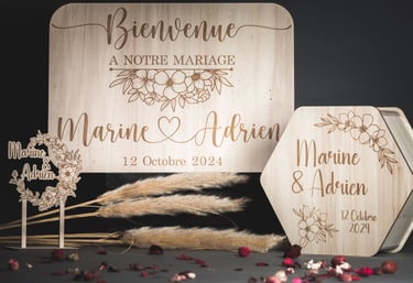 Panneau de bienvenue mariage ou anniversaire. Cake topper de mariage. Urne de mariage
