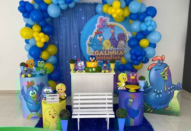 Aluguel de decoração infantil Galinha Pintadinha na Freguesia do Ó com mesa decorada temática 