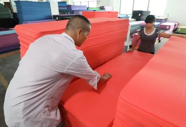 Quality inspection of yoga mats during manufacturing process