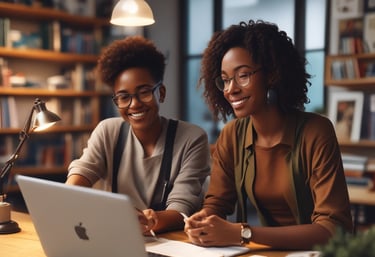 A well-organized workshop with 3D printers, tools, and a tablet. The workspace includes two 3D printers on a workbench, surrounded by tools like paintbrushes and pencils neatly arranged on a pegboard. Bright orange and black are predominant, with a laptop displaying a colorful screen in the foreground.