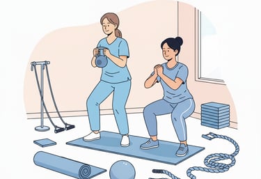 Fisioterapeuta en Albacete guiando entrenamiento funcional en Clínica Ikaika Salud