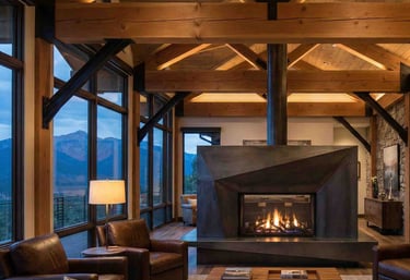 Custom metal fabricated metal support beams for nice home in Missoula