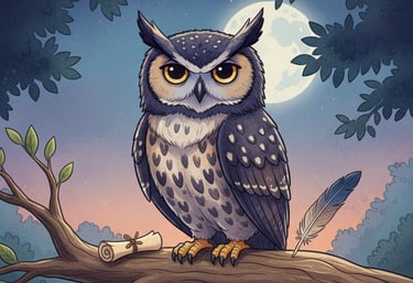 Mira the Owl sitting on a branch