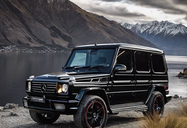 A Gwagon driving along Lake Whakatipu