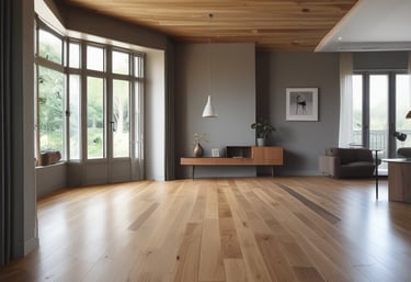 Close-up of a craftsman fitting timber flooring in a modern Canterbury home.