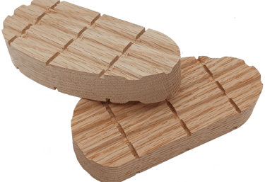 Range of bovine hoof block sizes: large, medium, small, mini in ash and pine