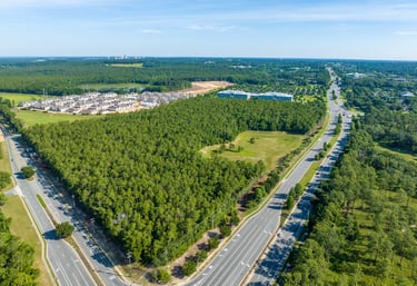 Drone image of pre-construction phase
