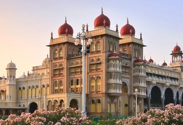 Mysore Palace, a heritage site. Book South India tour packages from Chennai with car rental.