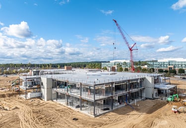 Drone image of building under construction