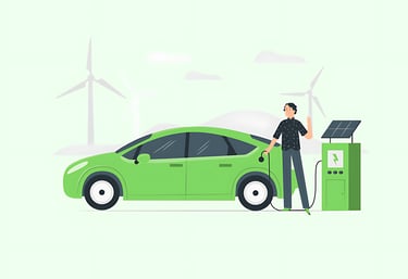 Illustration of EV getting charged