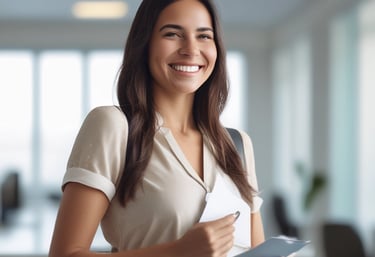 A person is sitting at a desk in front of a computer monitor displaying a financial website. The room is softly lit with natural light coming in from a nearby window. A desk lamp and a plant add to the aesthetic of the workspace. The person is holding a smartphone to their ear, appearing to be in a call.