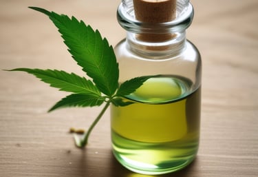 A person is applying hemp extract infused cream to their arm. The product is labeled with 1000mg full spectrum and is packaged in an eco-friendly paper box. The setting appears to be a comfortable indoor environment, with the individual seated on a couch.