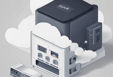 A business owner in Temecula confidently reviewing backup status on a tablet with cityscape in the b