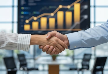 Ad interim Manager gibt Handschlag als Versprechen für qualitative Leistung