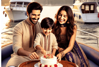 a man and woman cutting a cake with a cake at gate of india mumbai yacht booking