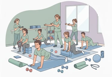 Grupo practicando pilates terapéutico en Clínica Ikaika Salud Albacete