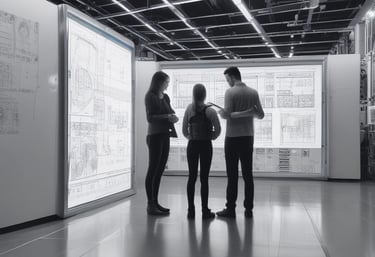 Robotic arm assembling components with precision under bright factory lights.