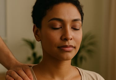 a woman getting a massage to help relieve the symptoms of menopause