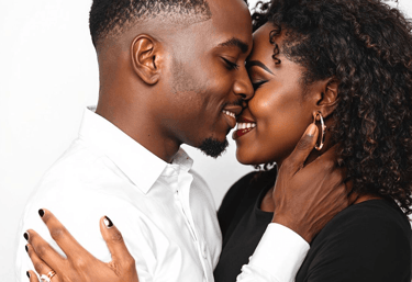 African American couple enjoying intimate moment