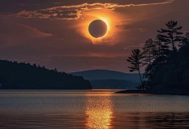 a sun set up in the sky with a partial eclipse eclipse in the sky