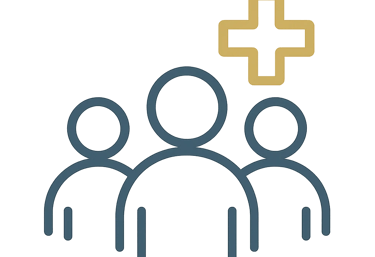 Multidisciplinärt vårdteam – Revaliis ikon för integrerad klinisk vård i ultra-minimal Apple-stil.