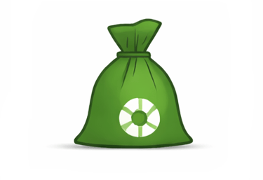 Um saco de lixo com o timbre de reciclavel desmonstrando que o descarte é sustentável