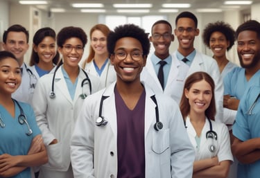 a group of doctors and nurses in white coats and lab coats