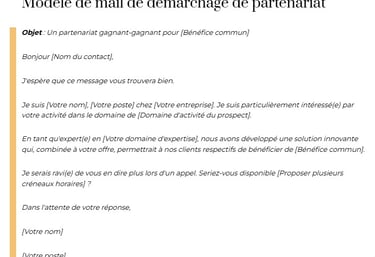 mail démarchage partenariat