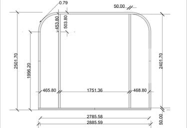 Bapsule : a drawing of a frameless shower tub with a shower