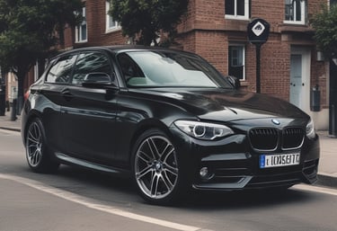 A delivery truck transporting a shiny bronze car on a sunny day.