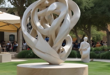 An artist creating a unique sculpture in a bright, airy studio space.