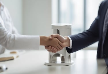 A sleek, modern smart pet feeder with soft mint green accents set against a crisp white and deep navy background.