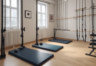 A serene treatment room with an osteopath's table and soft lighting.